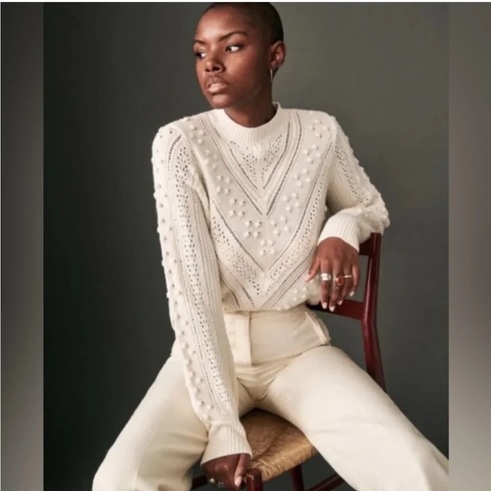 Sezane Pull Solal Cream Sweater - Picture 2 of 6